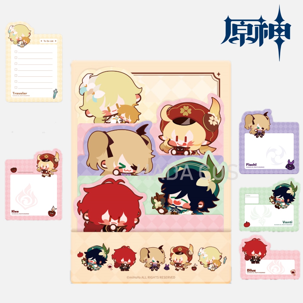ο  Genshin Impact Ϳ ĳ 𵨸 Fischl Diluc Venti Lumine ޸ ƼĿ ޸ Kawaii Cartoon Memo Pad л 